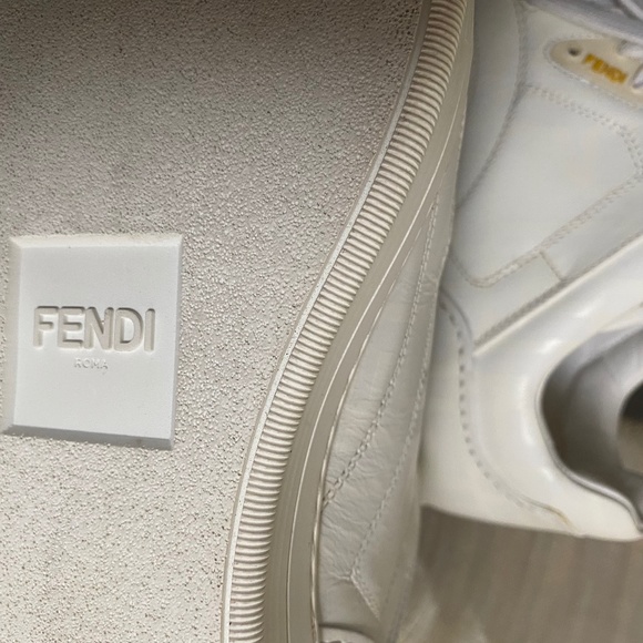 Fendi white leather trainers rubber shoes monogram double F size 7 Italy low cut main image 11